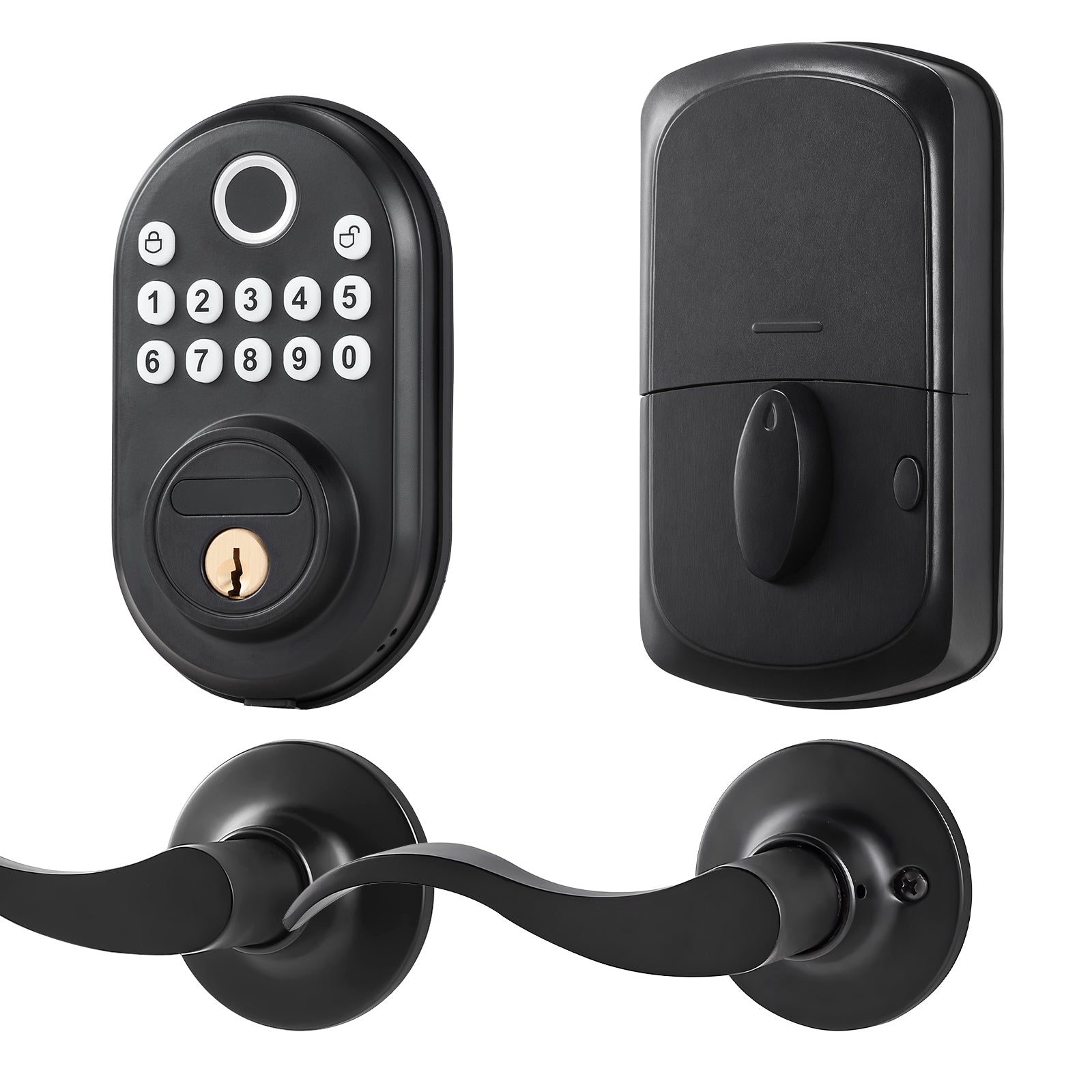 Fingerprint Door Lock with Level Handles Keyless Entry Door Lock Password