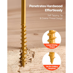 Wood Screws #10 Anti-Rust 3-Inch Outdoor Deck Screws 350PCS T25/Torx Star Drive