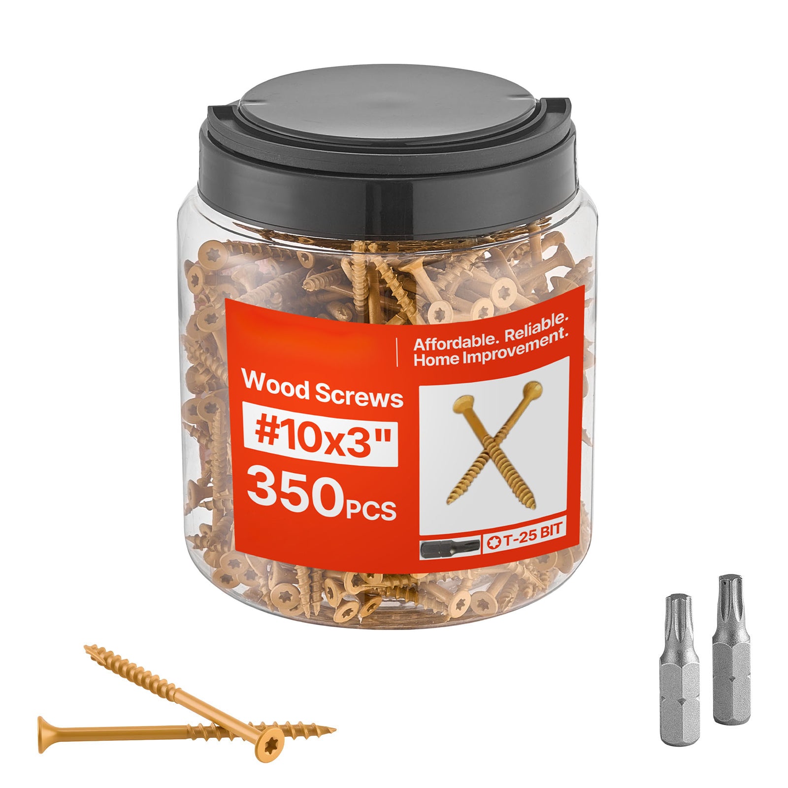 Wood Screws #10 Anti-Rust 3-Inch Outdoor Deck Screws 350PCS T25/Torx Star Drive
