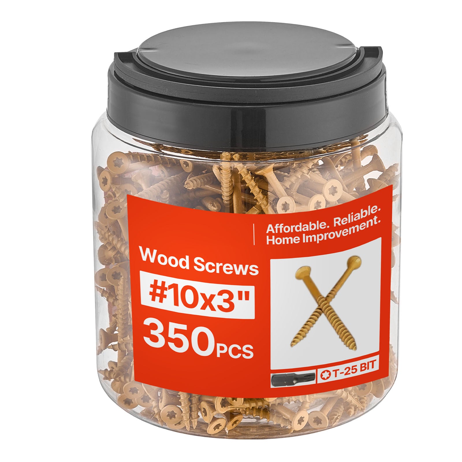 Wood Screws #10 Anti-Rust 3-Inch Outdoor Deck Screws 350PCS T25/Torx Star Drive