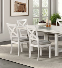 Modern Simple Rustic White Oak 2pc Side Chairs Dining Room Furniture Cross Back Cushion Seat Chair