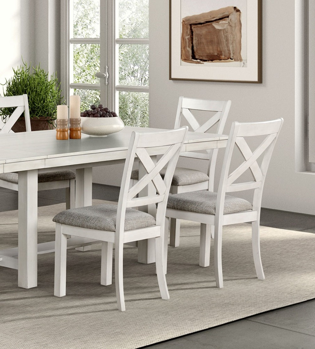 Modern Simple Rustic White Oak 2pc Side Chairs Dining Room Furniture Cross Back Cushion Seat Chair