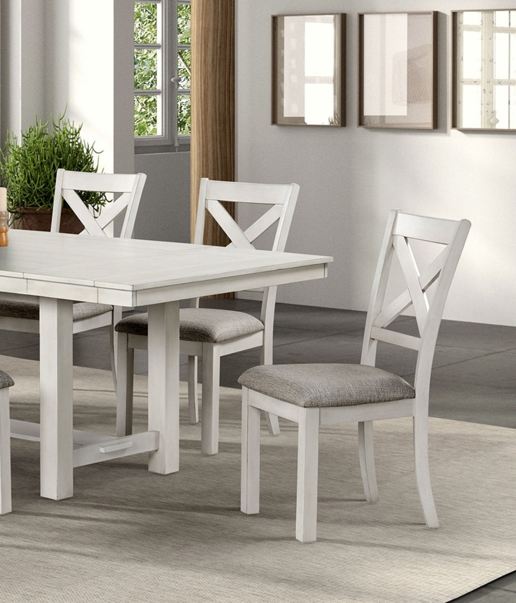 Modern Simple Rustic White Oak 2pc Side Chairs Dining Room Furniture Cross Back Cushion Seat Chair