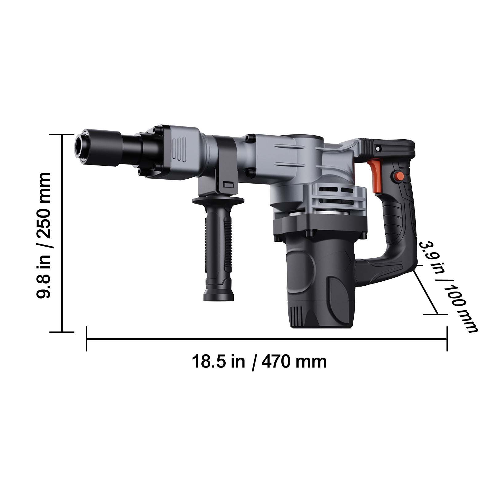 Demolition Jack Hammer, 1400W Electric Jackhammer Heavy Duty, 2pcs Chisels Bits Chipping with Case, 2900 BPM Concrete Breaker, Gloves Black