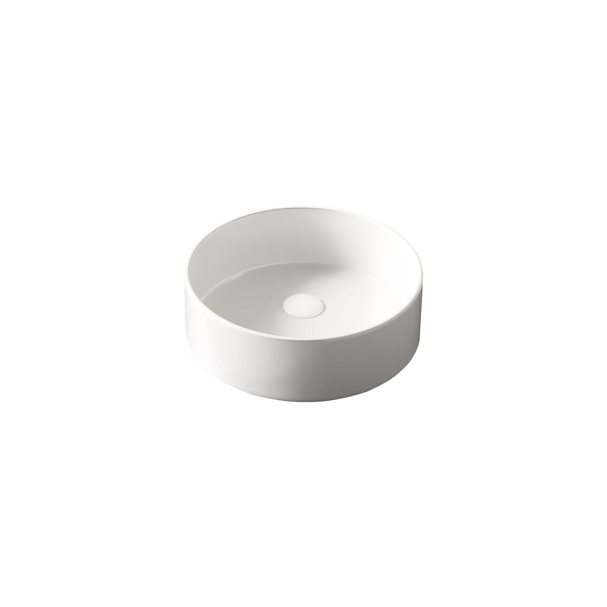 14'' Bathroom Sink, Round Vessel Ceramic Basin without Faucet, NO Cabinet, White