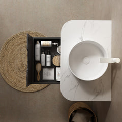 14'' Bathroom Sink, Round Vessel Ceramic Basin without Faucet, NO Cabinet, White