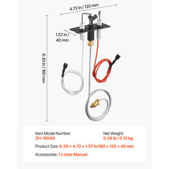 Gas Pilot Assembly, OE 2090-012, 2198-012, SRV2090-012 Fireplace Gas Pilot Assembly, Natural Gas Ignition Replacement, Fit Heatilator, Heat & Glo, Quadra-Fire, Outdoor Lifestyles, Majestic
