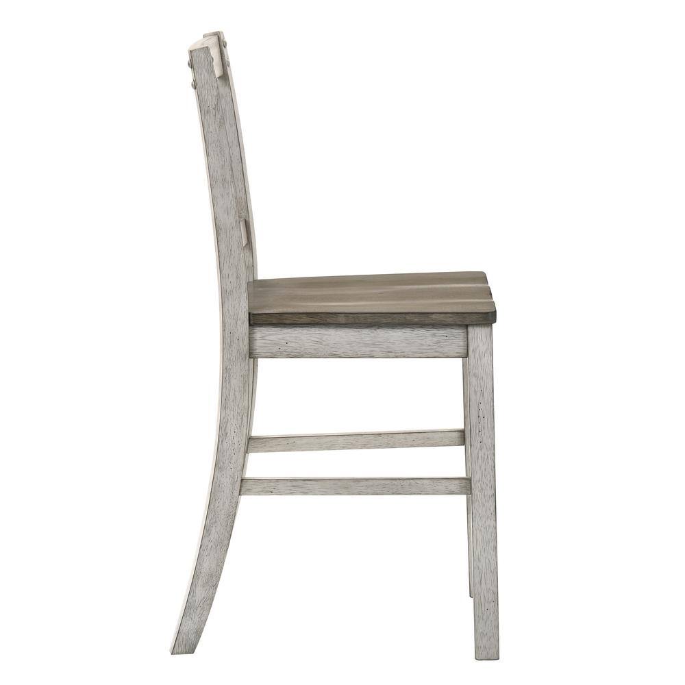 Antique White Finish Solid wood Farmhouse Design Kitchen Set of 2pc Counter Height Dining Chairs Slat Back Chairs Dining Room