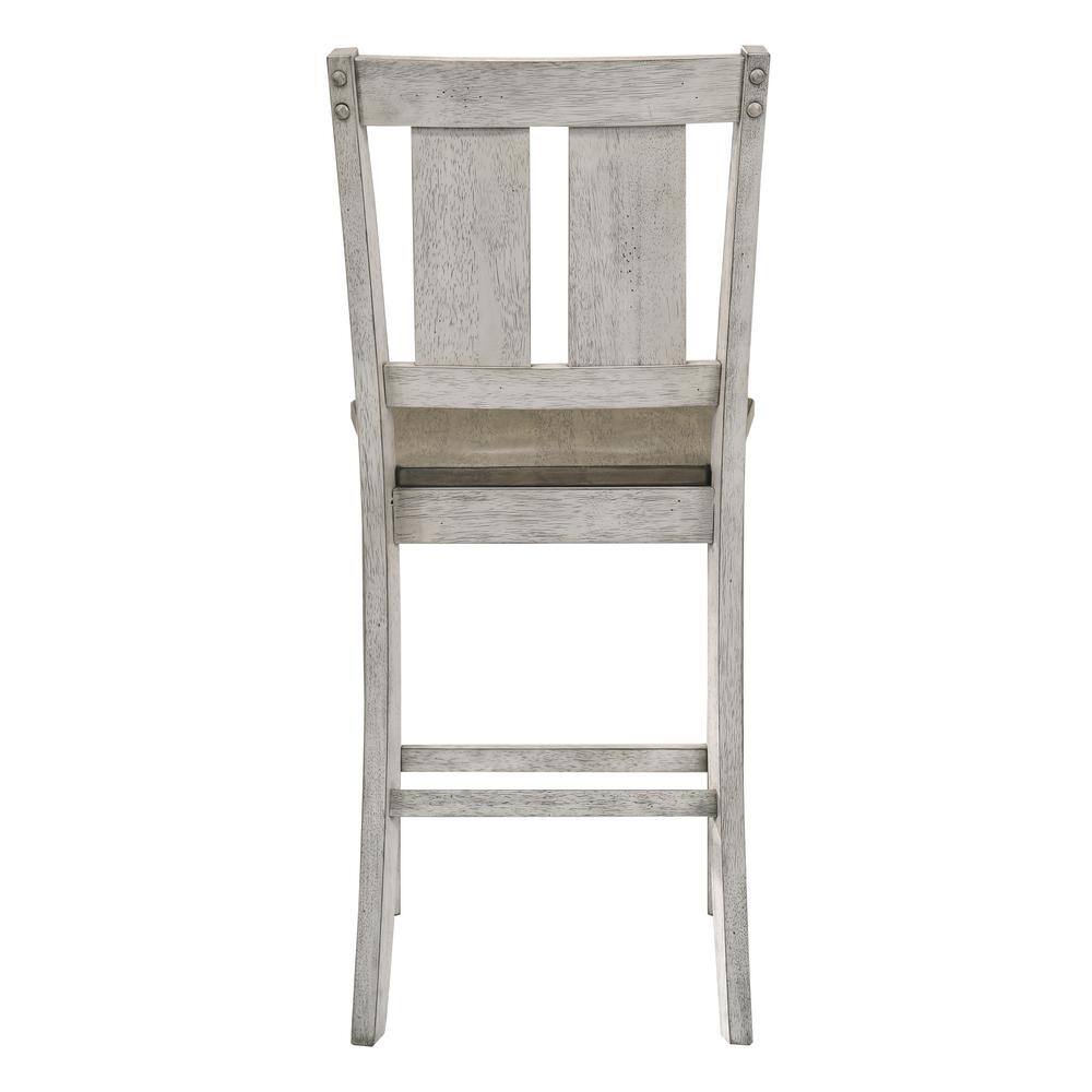 Antique White Finish Solid wood Farmhouse Design Kitchen Set of 2pc Counter Height Dining Chairs Slat Back Chairs Dining Room