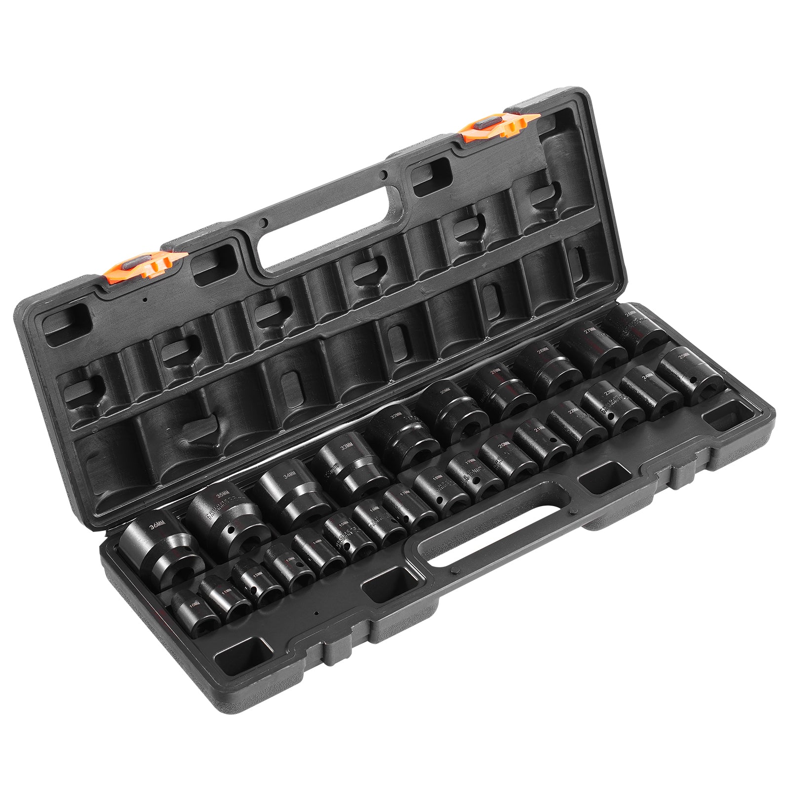 Impact Socket Set 1/2 Inches 26 Piece Impact Sockets, Shallow Socket, 6-Point Sockets, Rugged Construction, CR-V, 1/2 Inches Drive Socket Set Impact Metric 10mm - 36mm, with a Storage Cage