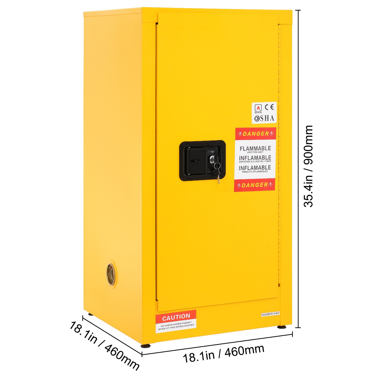 Flammable Cabinet 18.1" x 18.1" x 35.4", Galvanized Steel Safety Cabinet, Adjustable Shelf Flammable Storage Cabinet, for Commercial Industrial and Home Use