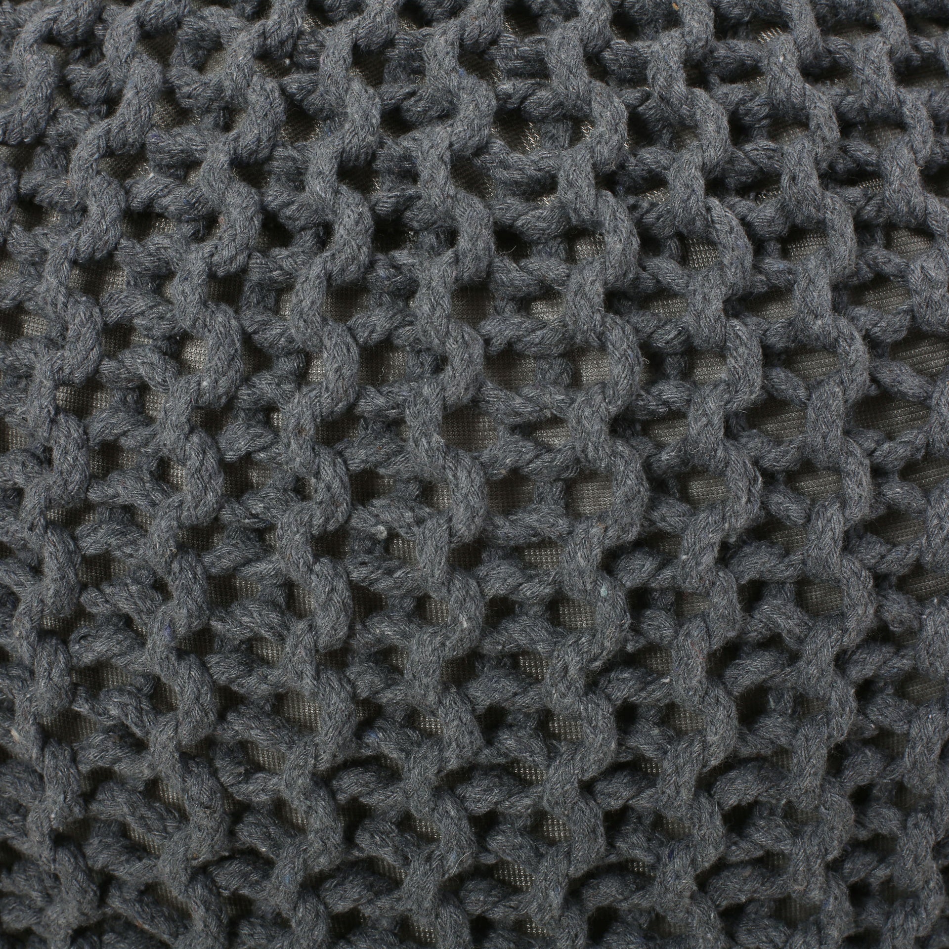 Bordeaux  Knitted Cotton Round Pouf, Gray