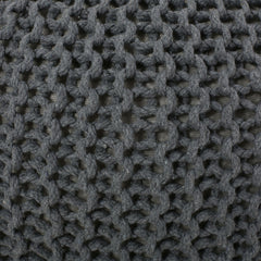 Bordeaux  Knitted Cotton Round Pouf, Gray