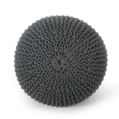 Bordeaux  Knitted Cotton Round Pouf, Gray