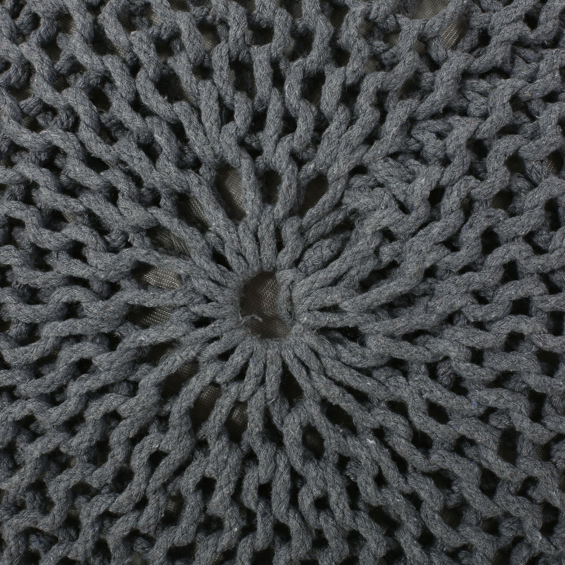 Bordeaux  Knitted Cotton Round Pouf, Gray
