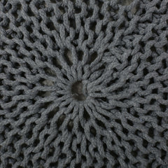 Bordeaux  Knitted Cotton Round Pouf, Gray