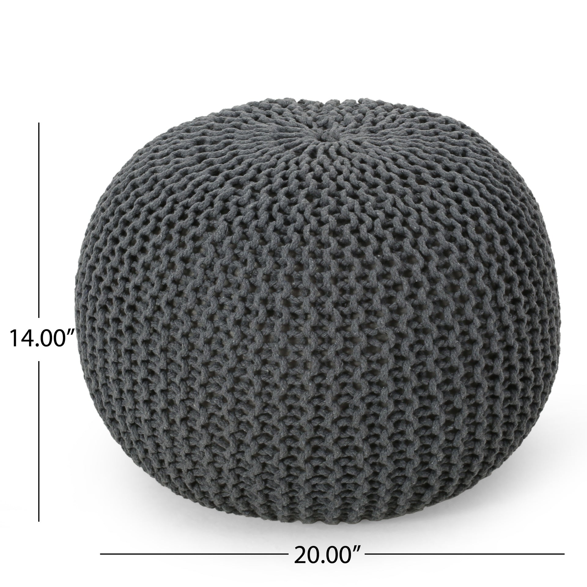 Bordeaux  Knitted Cotton Round Pouf, Gray