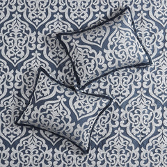 8 Piece Jacquard Comforter Set Navy/Silver King