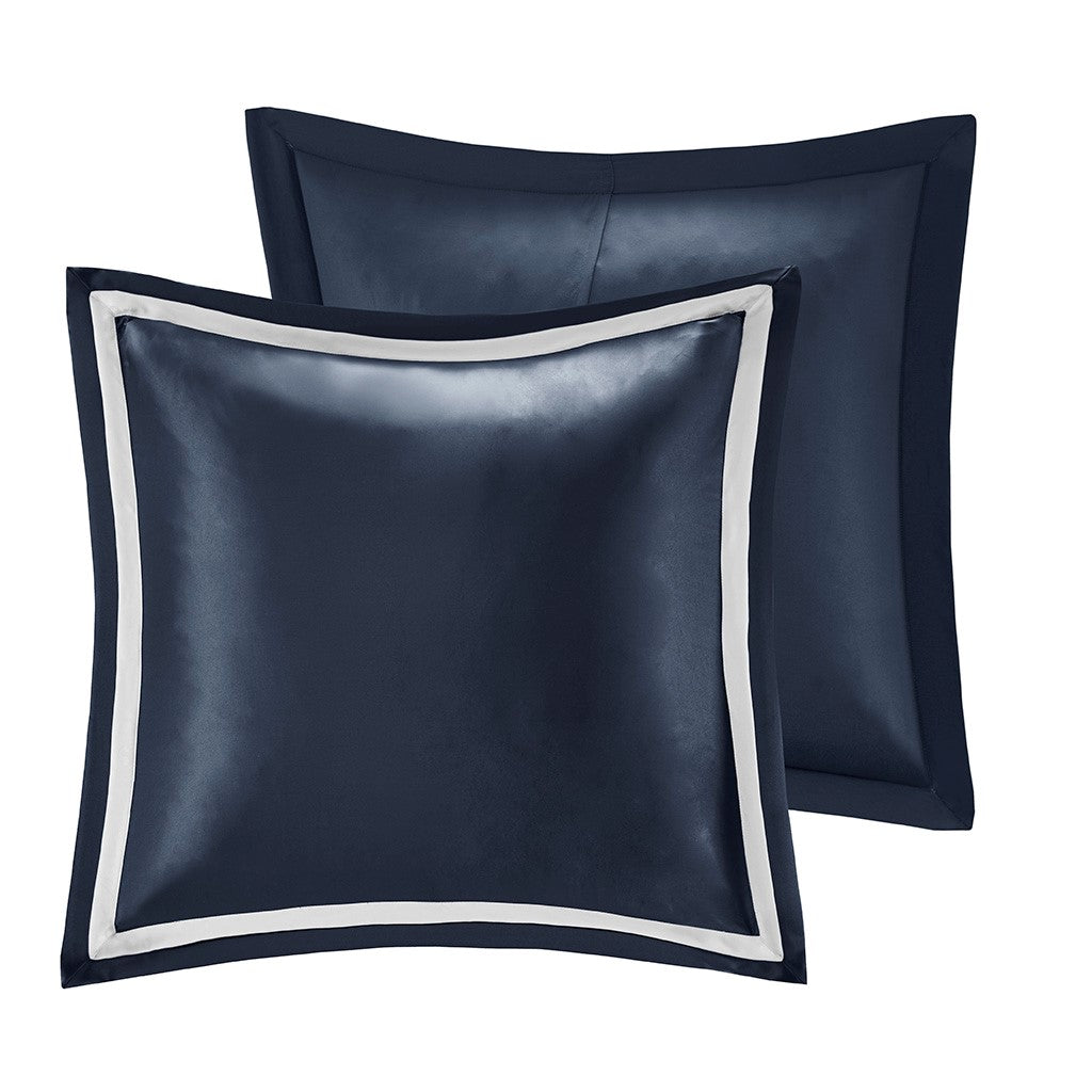 8 Piece Jacquard Comforter Set Navy/Silver King