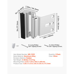Door Reinforcement Lock Home Security Door Lock 2 Pack with 3 Inch Stop