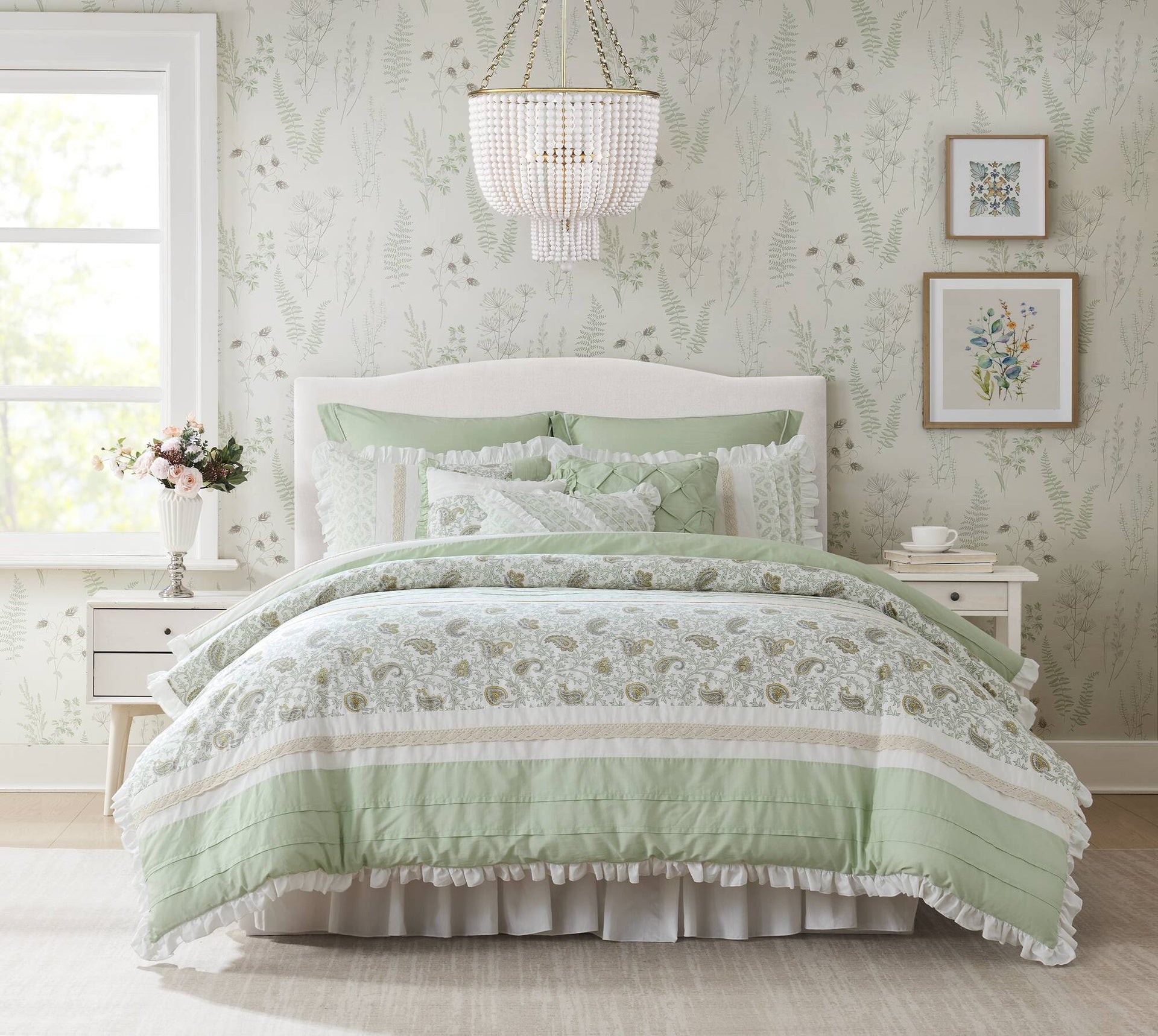 9 Piece Cotton Percale Comforter Set Queen