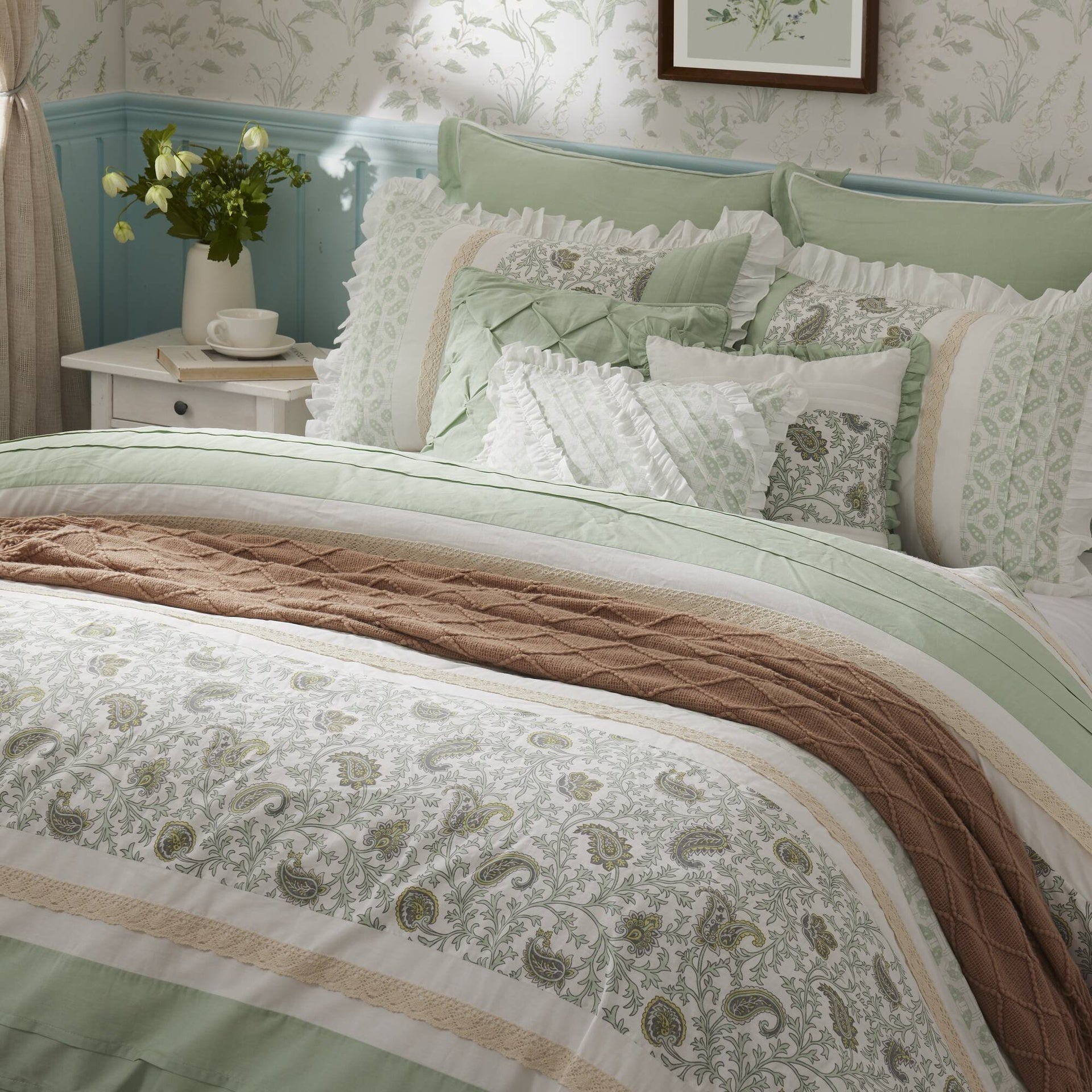 9 Piece Cotton Percale Comforter Set Queen