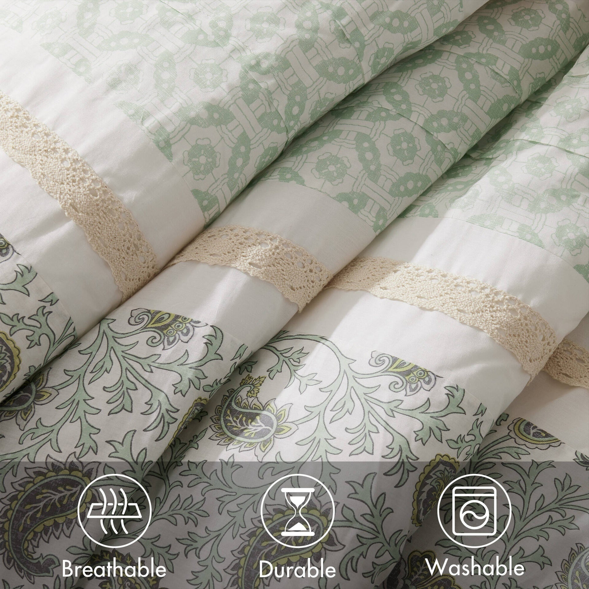 9 Piece Cotton Percale Comforter Set Queen