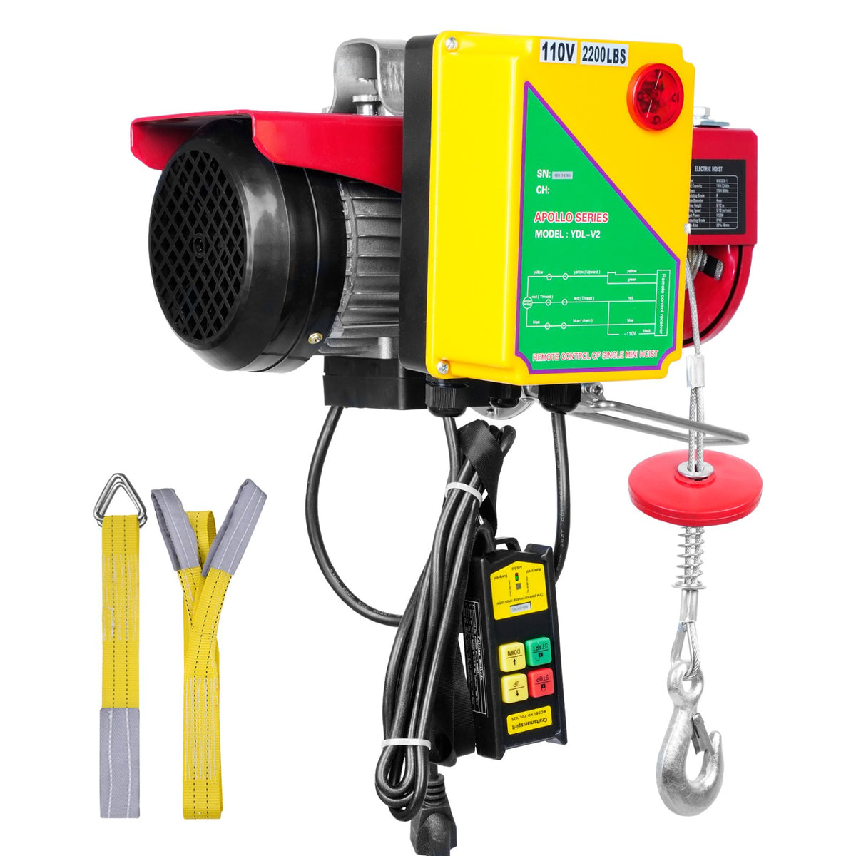 2200 lbs Wireless Attic Lift, 1600W 110V Electric Hoist with Wireless Remote Control, 40ft Single Cable Lifting Height & Pure Copper Motor, for Garage Warehouse Factory