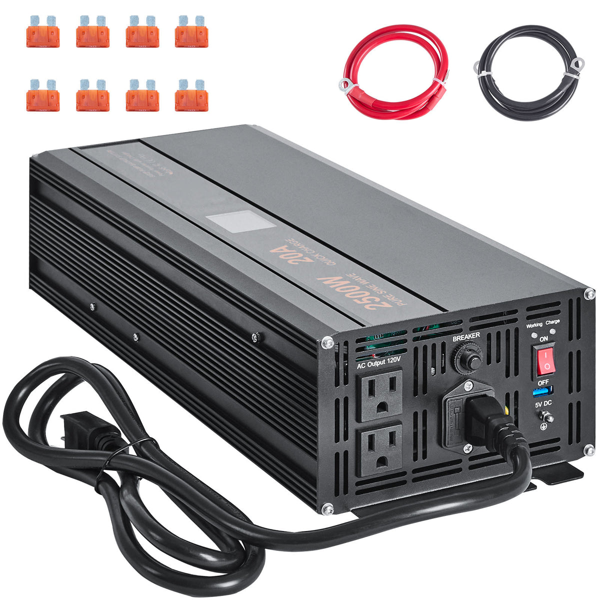 2500W Sump Pump Battery Backup System, LCD Display, Auto Switches to Battery Inverter Power for Continuous Sump Pump Operation, Sump Pump Battery Backup Inverter for Emergency and Power Outage