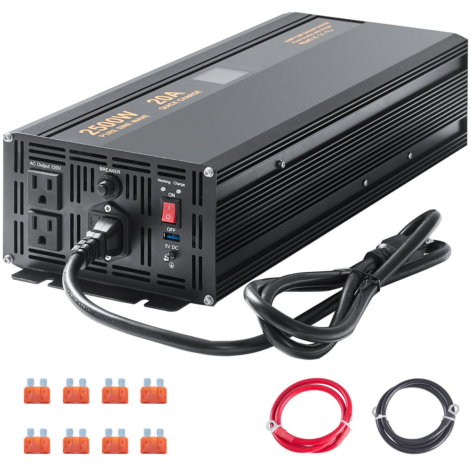 2500W Sump Pump Battery Backup System, LCD Display, Auto Switches to Battery Inverter Power for Continuous Sump Pump Operation, Sump Pump Battery Backup Inverter for Emergency and Power Outage
