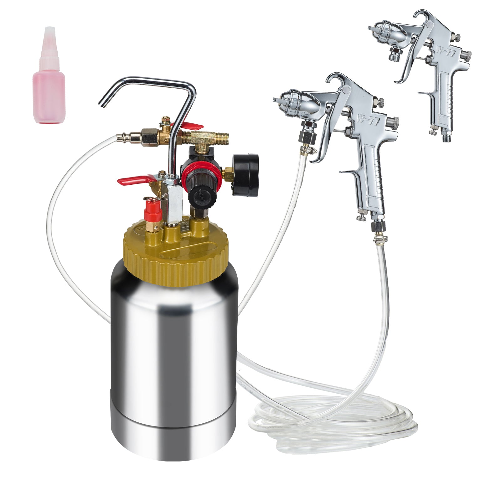 2L/0.5gal Spray Paint Pressure Pot Tank, Lightweight Air Paint Pressure Pot, 1.8mm Nozzle Spray Paint Gun 3m Hoses for Home Decoration Architecture Construction Automotive Painting, 45PSI Max