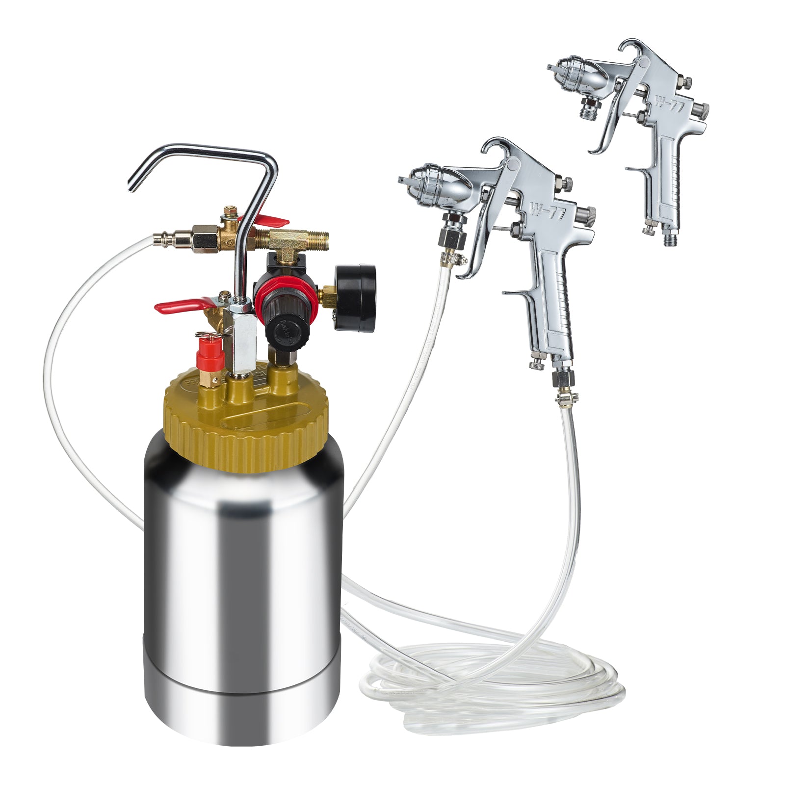 2L/0.5gal Spray Paint Pressure Pot Tank, Lightweight Air Paint Pressure Pot, 1.8mm Nozzle Spray Paint Gun 3m Hoses for Home Decoration Architecture Construction Automotive Painting, 45PSI Max