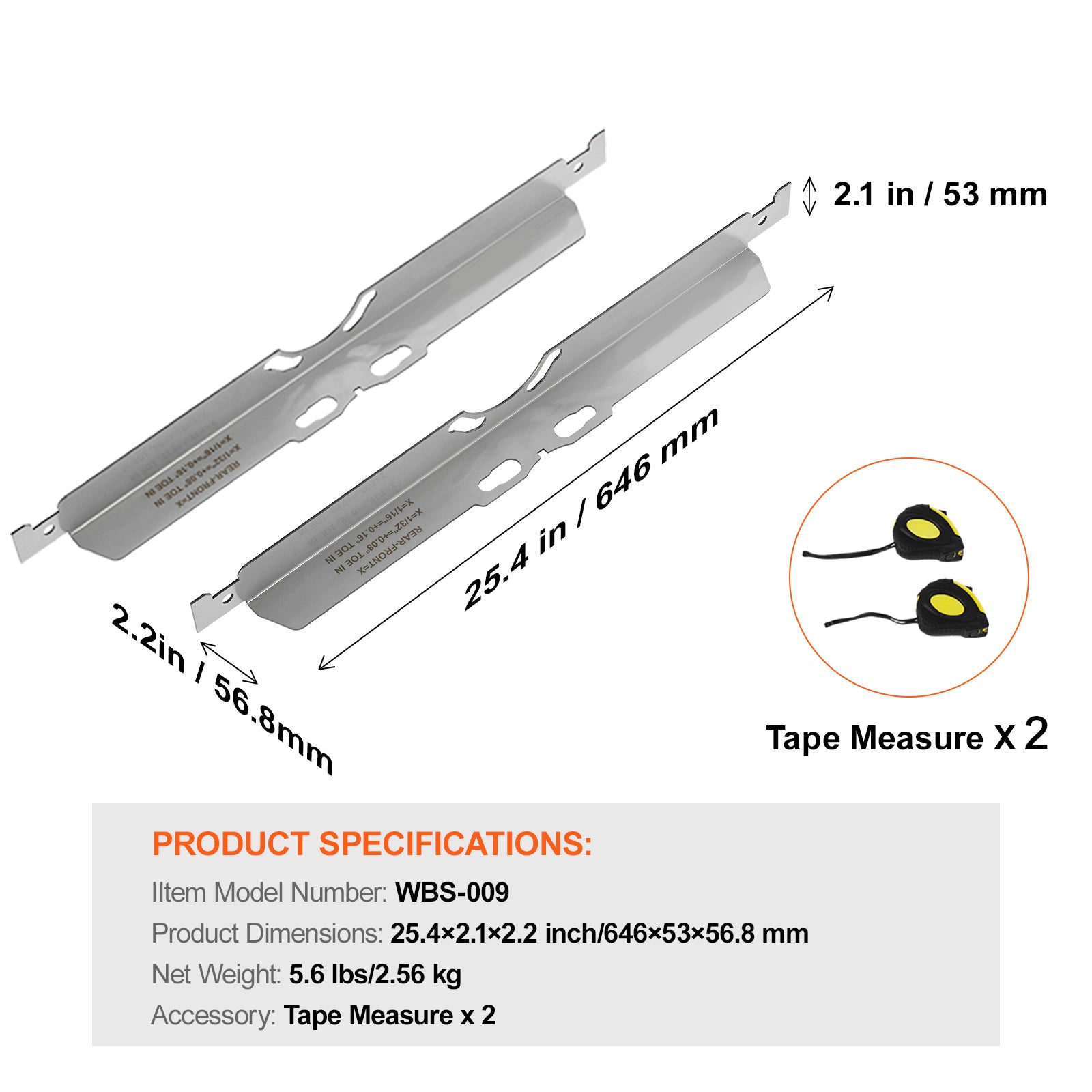 Wheel Alignment Tool, 2-Pack Toe Alignment Toe Plates, Stainless Steel Wheel Alignment Tool Plate, Toe Angle Accurate Measurement, Includes 2 Measuring Tapes & Conversion Chart