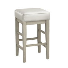 Transitional White Faux Leather Seat 24-inch Counter Height Stools Set of 2, White Finish Solid Wood Frame