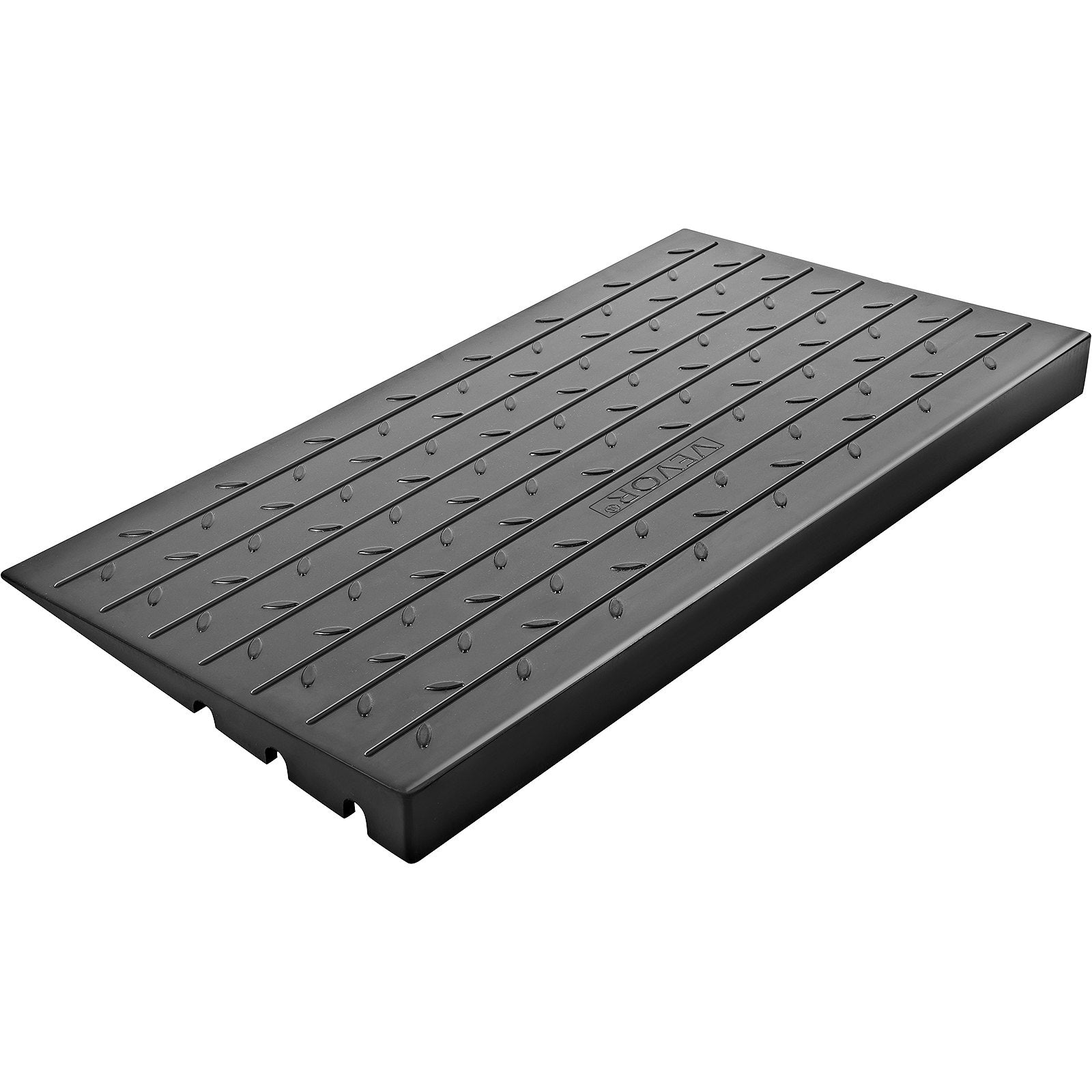 Rubber Threshold Ramp, 4" Rise Threshold Ramp Doorway, 3 Channels Cord Cover Rubber Solid Threshold Ramp, Rubber Angled Entry Rated 2200 Lbs Load Capacity for Wheelchair and Scooter