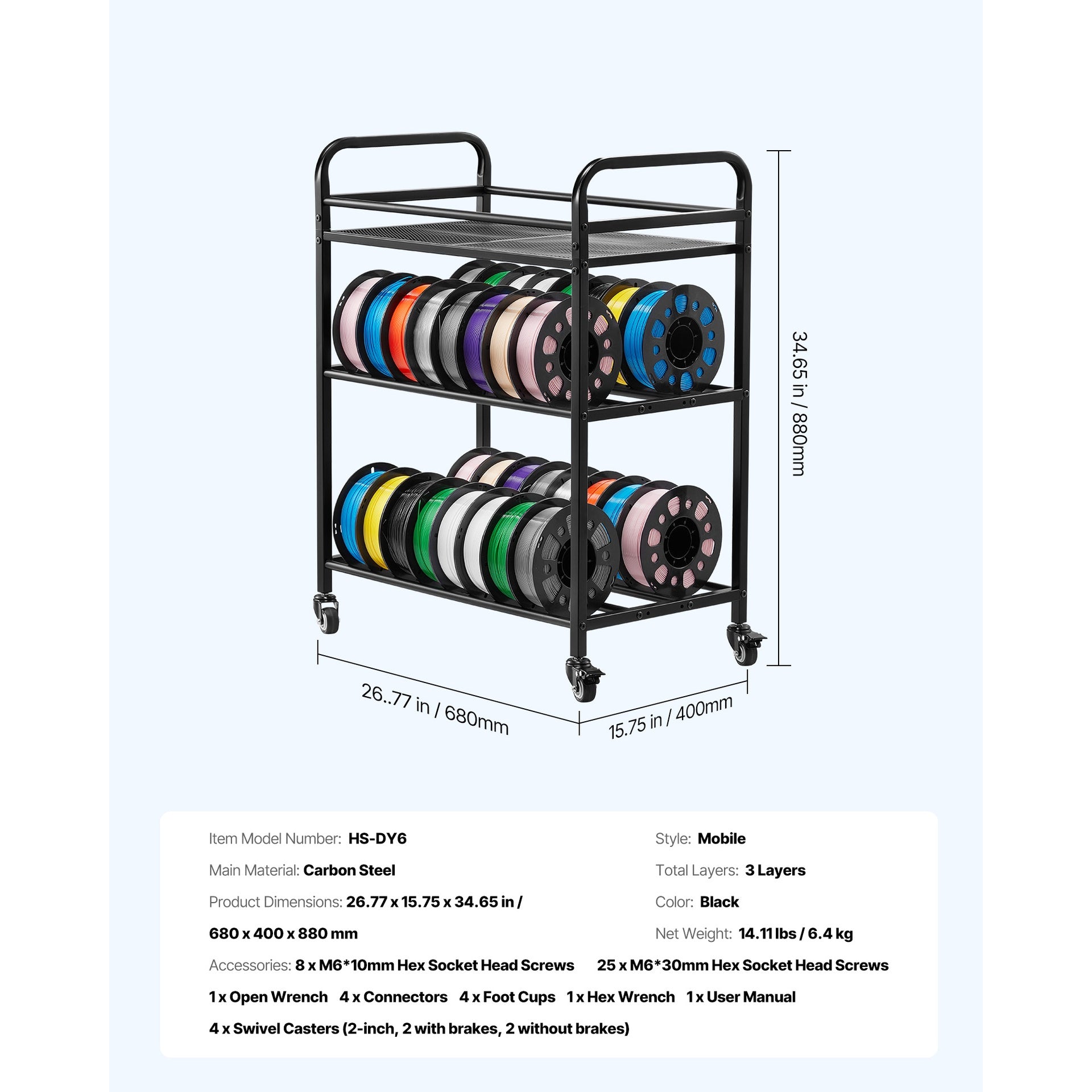 3D Printer Filament Storage Rack 3 Tier Filament Spool Holders Racks