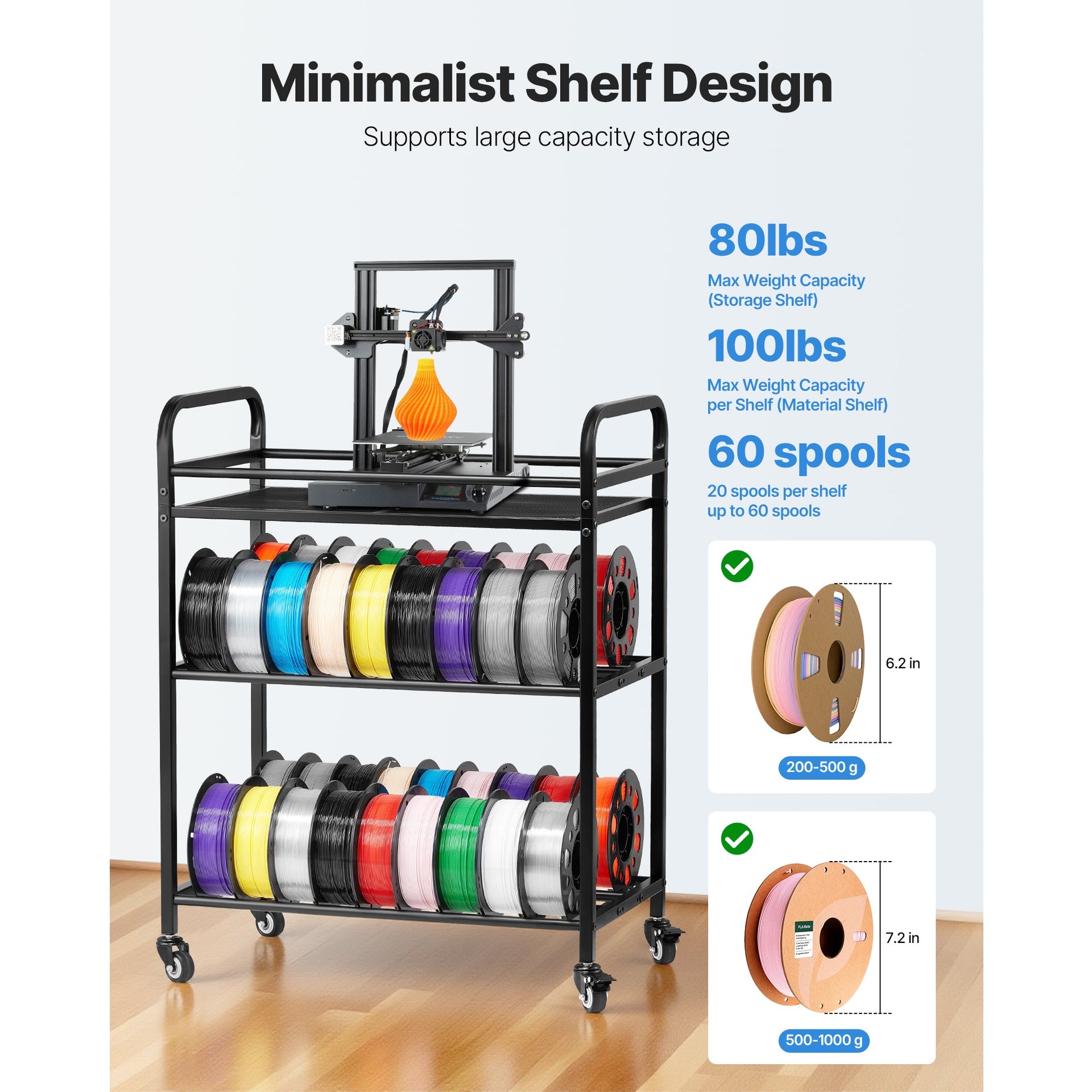 3D Printer Filament Storage Rack 3 Tier Filament Spool Holders Racks