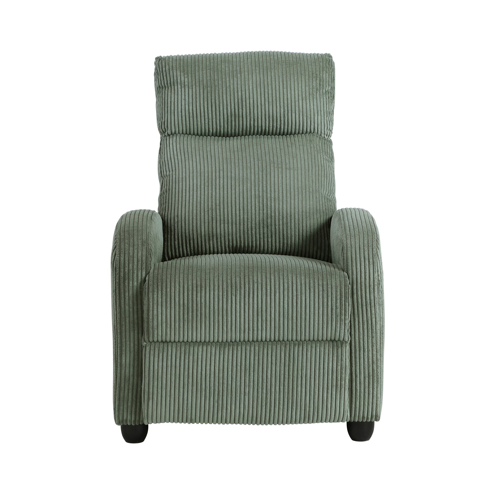 Modern Push Back Recliner Chair Green Soft Corduroy Upholstery Comfort Solid Wood Living Room Furniture 1pc