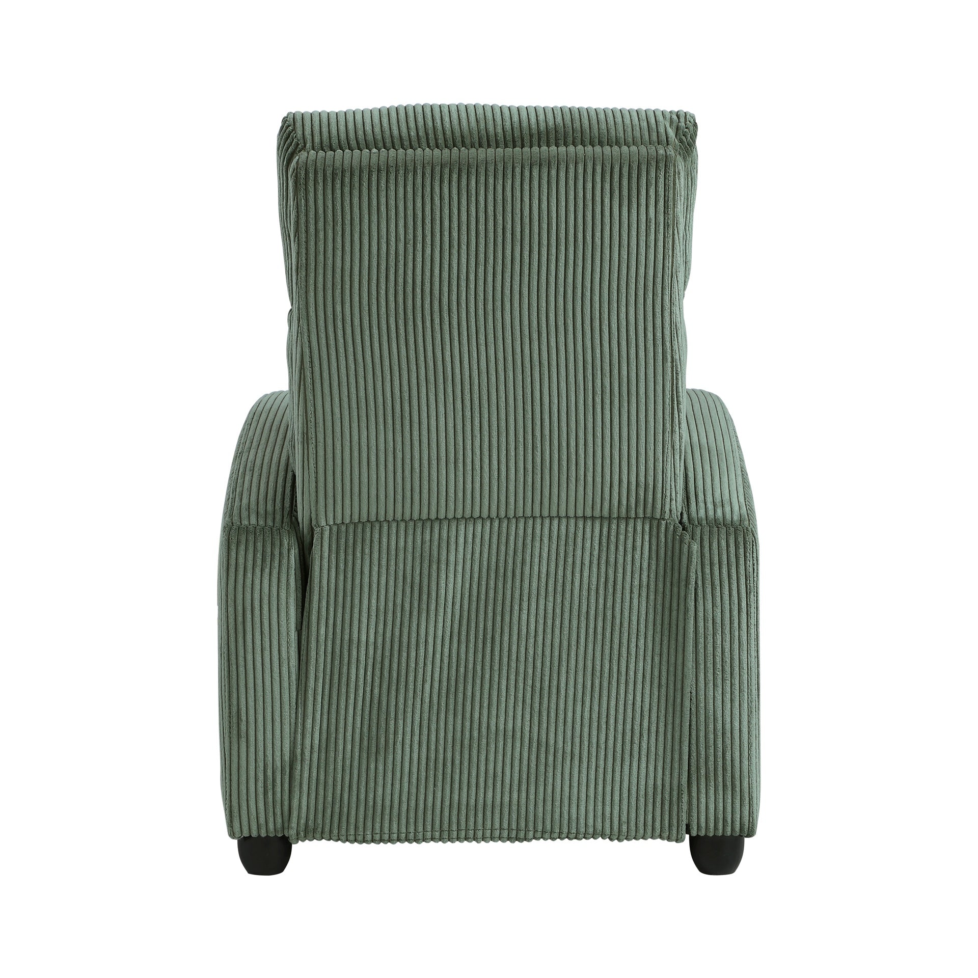 Modern Push Back Recliner Chair Green Soft Corduroy Upholstery Comfort Solid Wood Living Room Furniture 1pc