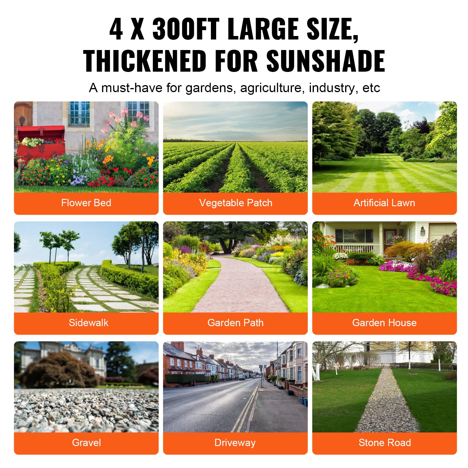 4FTx300FT Premium Heavy Duty Weed Barrier Landscape Fabric, 3.2OZ Woven Geotextile Fabric Under Gravel, High Permeability for Weed Blocker Weed Mat, Driveway Fabric, Weed Control Garden Cloth