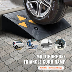 Rubber Curb Ramp 2 Pack, 4.3" Rise Height Heavy-Duty 33069 lbs/15 T Capacity Threshold Ramps, Driveway Ramps with Stable Grid Structure for Cars, Wheelchairs, Bikes, Motorcycles