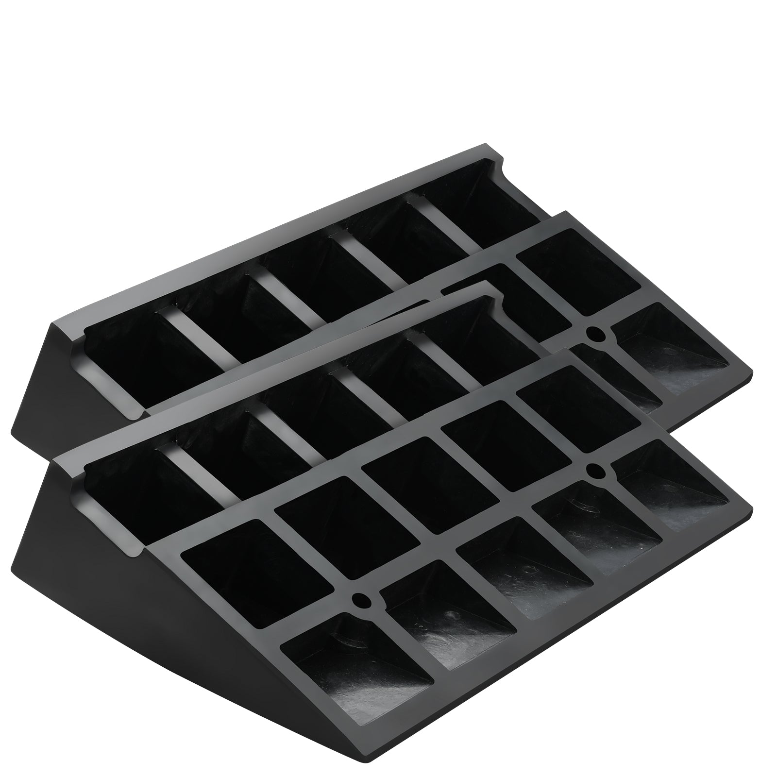Rubber Curb Ramp 2 Pack, 4.3" Rise Height Heavy-Duty 33069 lbs/15 T Capacity Threshold Ramps, Driveway Ramps with Stable Grid Structure for Cars, Wheelchairs, Bikes, Motorcycles