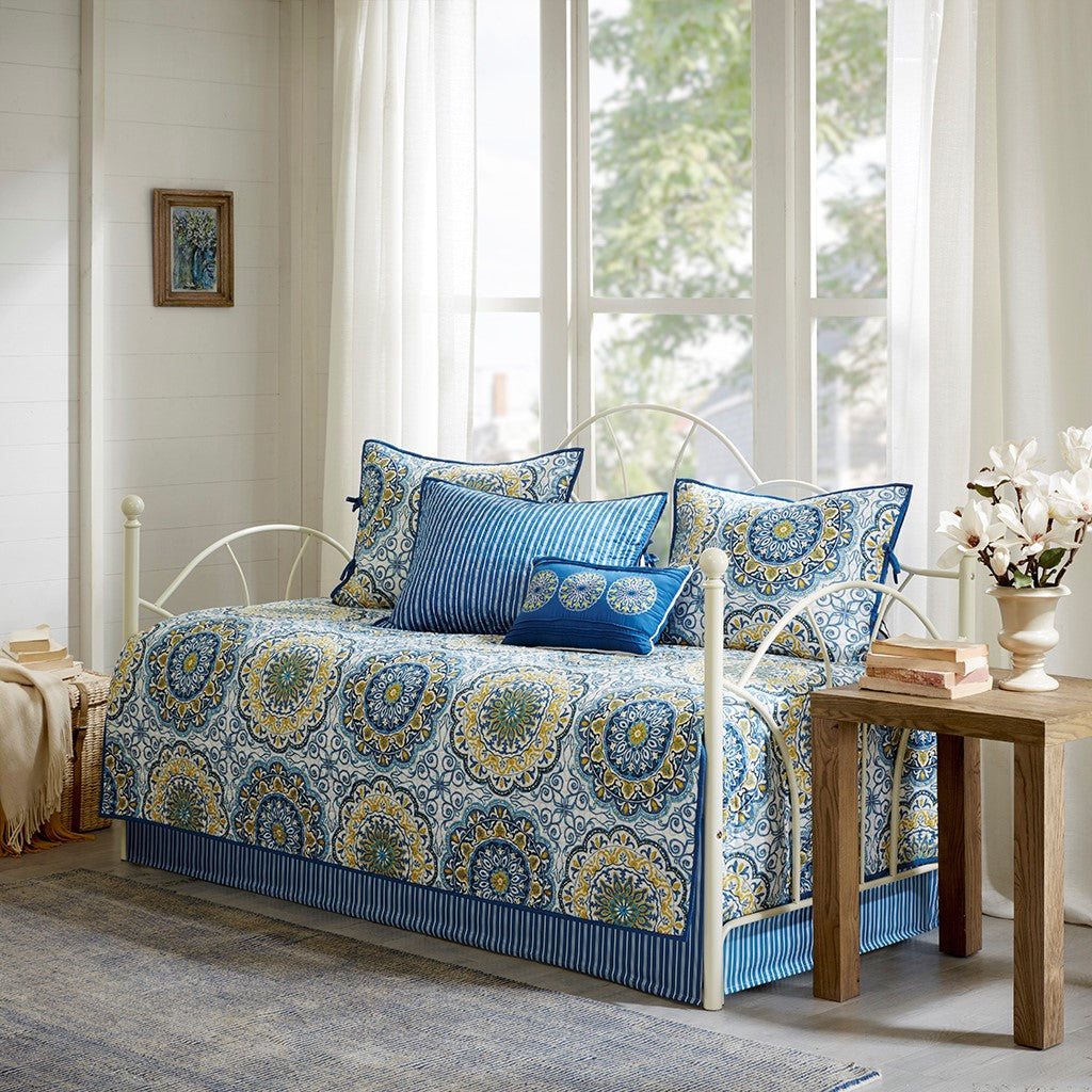 6 Piece Reversible Daybed Cover Set Blue Daybed