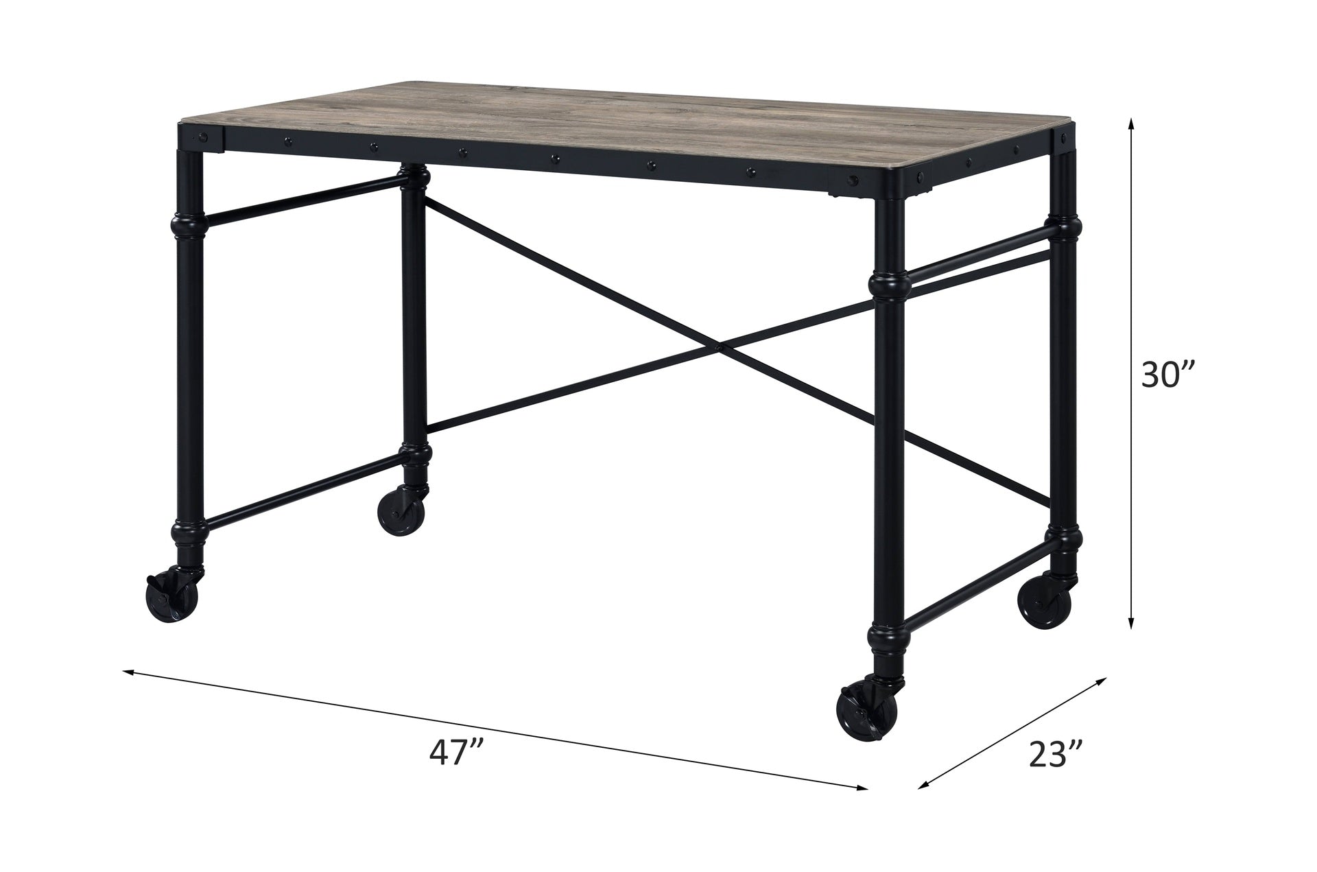 Oklarth Rustic Oak & Black Finish Writing Desk