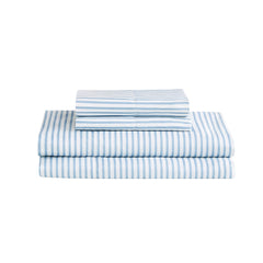 Stripe Comforter Set with Bed Sheets Blue/Grey Twin