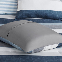 Stripe Comforter Set with Bed Sheets Blue/Grey Twin