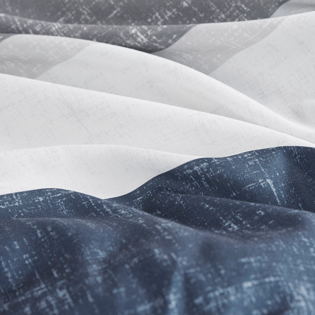 Stripe Comforter Set with Bed Sheets Blue/Grey Twin