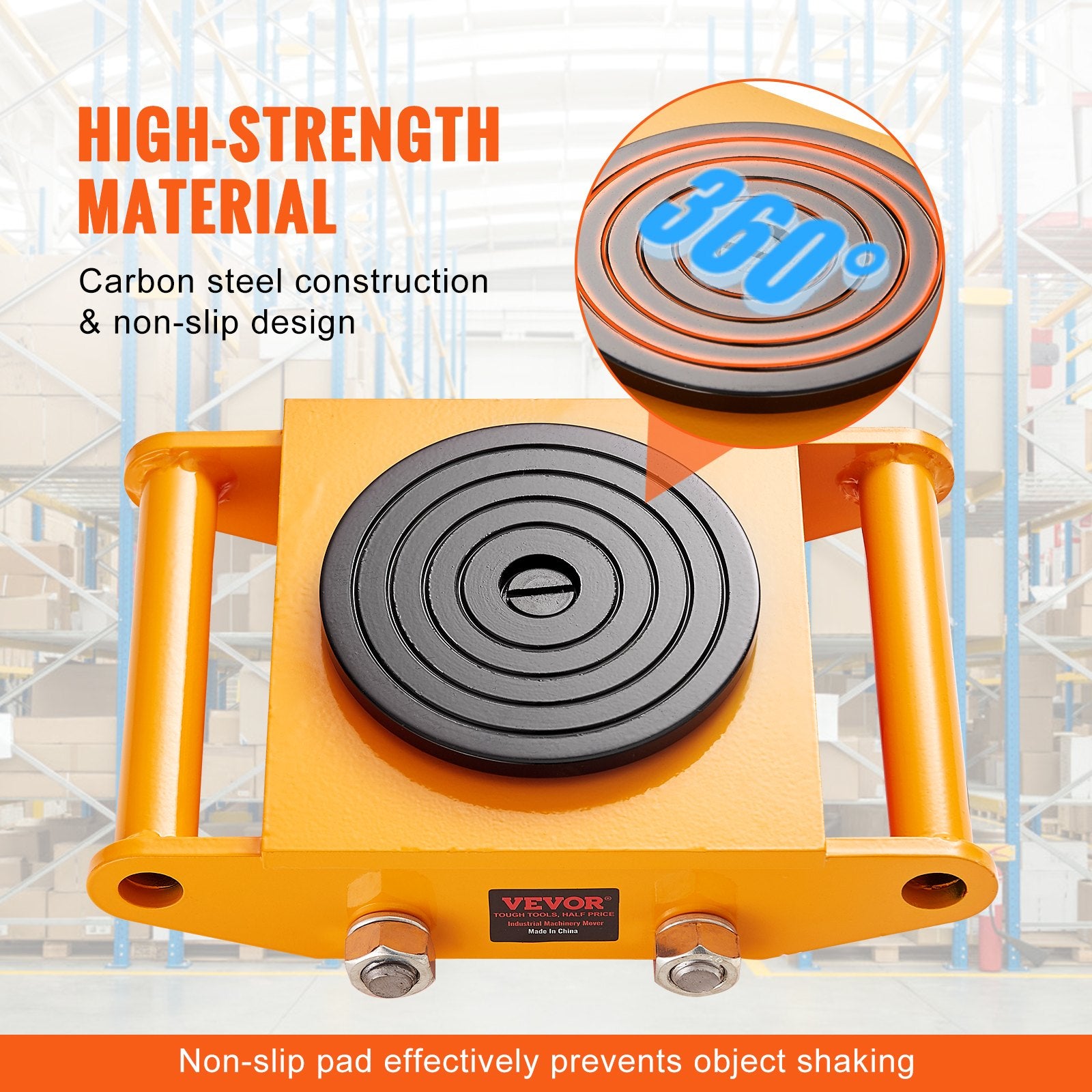 4PCS Machinery Skate Dolly, 26455LBS/12T Industrial Machinery Mover, Heavy Duty Carbon Steel Machinery Moving Skate & 4 Carbon Steel Wheels and 360° Rotation Non-slip Cap for Warehouse, Factory