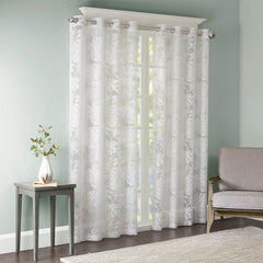 Palm Leaf Burnout Window Sheer White 50x84"