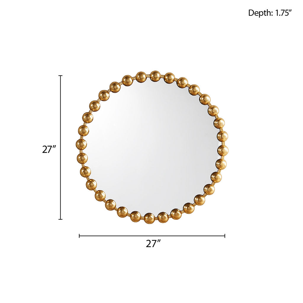 Beaded Round Wall Mirror 27"D